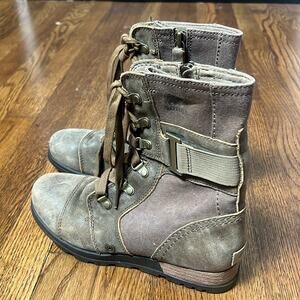 Sorel Major Carly Ankle Boot Side Zip Lace Up Women 7